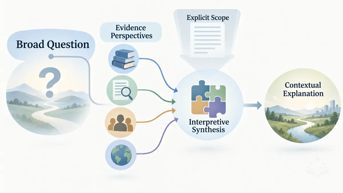 Revisión narrativa que integra múltiples perspectivas de evidencia en una explicación contextual transparente